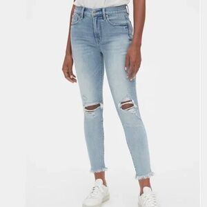 Gap Denim True Skinny Light Destroy Frayed Hem Ankle Cutoff Pants Sz 14